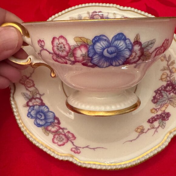 Amazon.com | Gracie China by Coastline Imports 7-Ounce Set  Castleton China Four 4 Tea Cups & Saucer Phoenix USA Gold Teacup Scalloped Edge